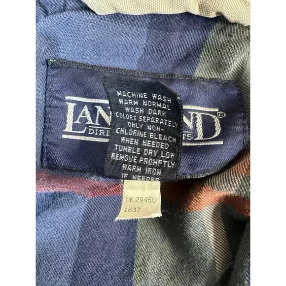 VTG Land's End Mens Chore Coat XLT Barn Jacket Field Corduroy Collar Plaid Lined - Picture 12 of 16